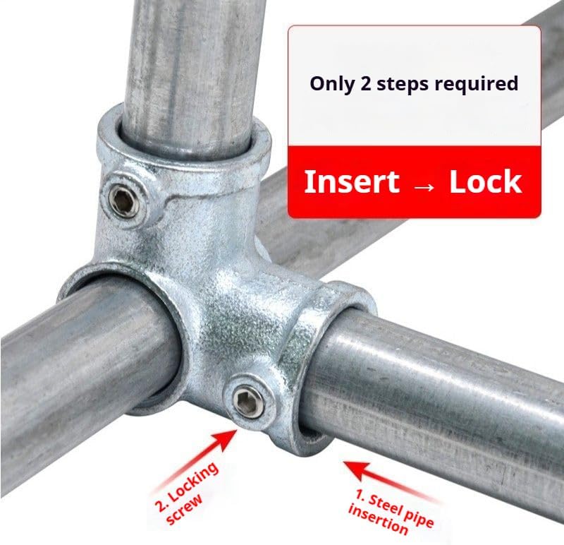 FLEXKEA 4 Pcs 3 Way L Tube Connector,Galvanized Pipe Fittings, Three Socket Cross Outlet Tee Fit for 1 Inch(25.4 mm) OD Steel Pipe, Structural L Pipe Fitting Connector, Cast Iron - Image 4
